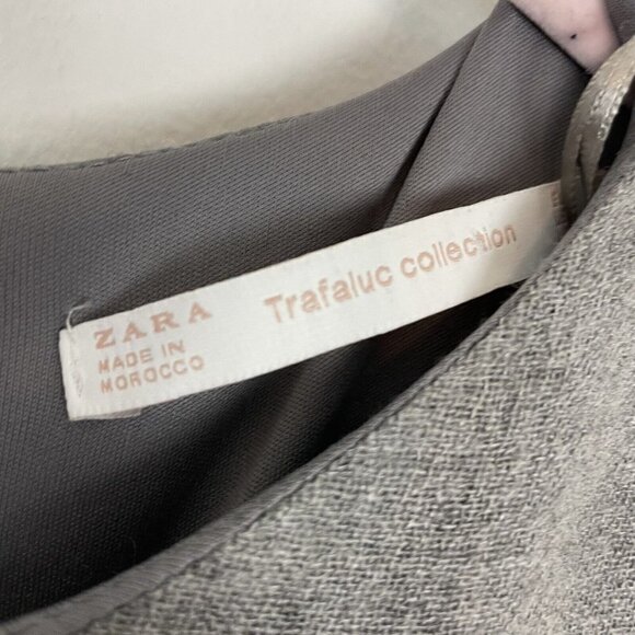 Zara Trafeluc Collection Gray Wool Blend Frilled Keyhole Back Dress Size Small - Picture 3 of 10